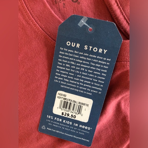 Life Is Good Men's Keep It Simple Pickleball Crusher Tee--Size L--New With Tags - Picture 3 of 3